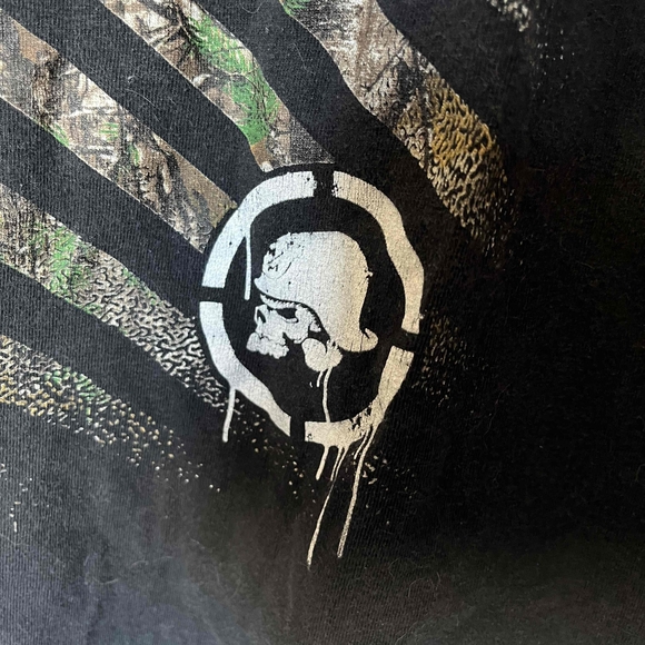 Metal Mulisha Size Large Black T Shirt American Flag Long Sleeve Cotton 90s - Picture 5 of 9